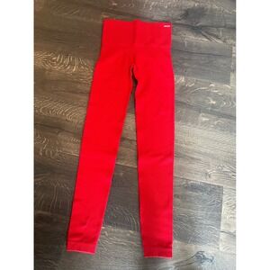 Savage X Fenty‎ Womens Red Ribbed Seamless High Waist Leggings Athletic Pants